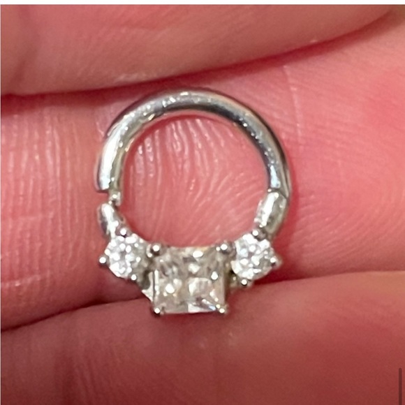 Maria Tash Jewelry - Maria Tash 14 kt white gold princess cut cubic zirconia 16 gauge 6.5mm